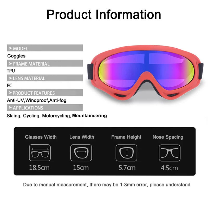 Skiing Goggles Cycling Motorcycle Windproof Goggles  Anti-fog UV400 Snowboard Snow Goggles Winter Outdoor Sport Skiing Eyewear