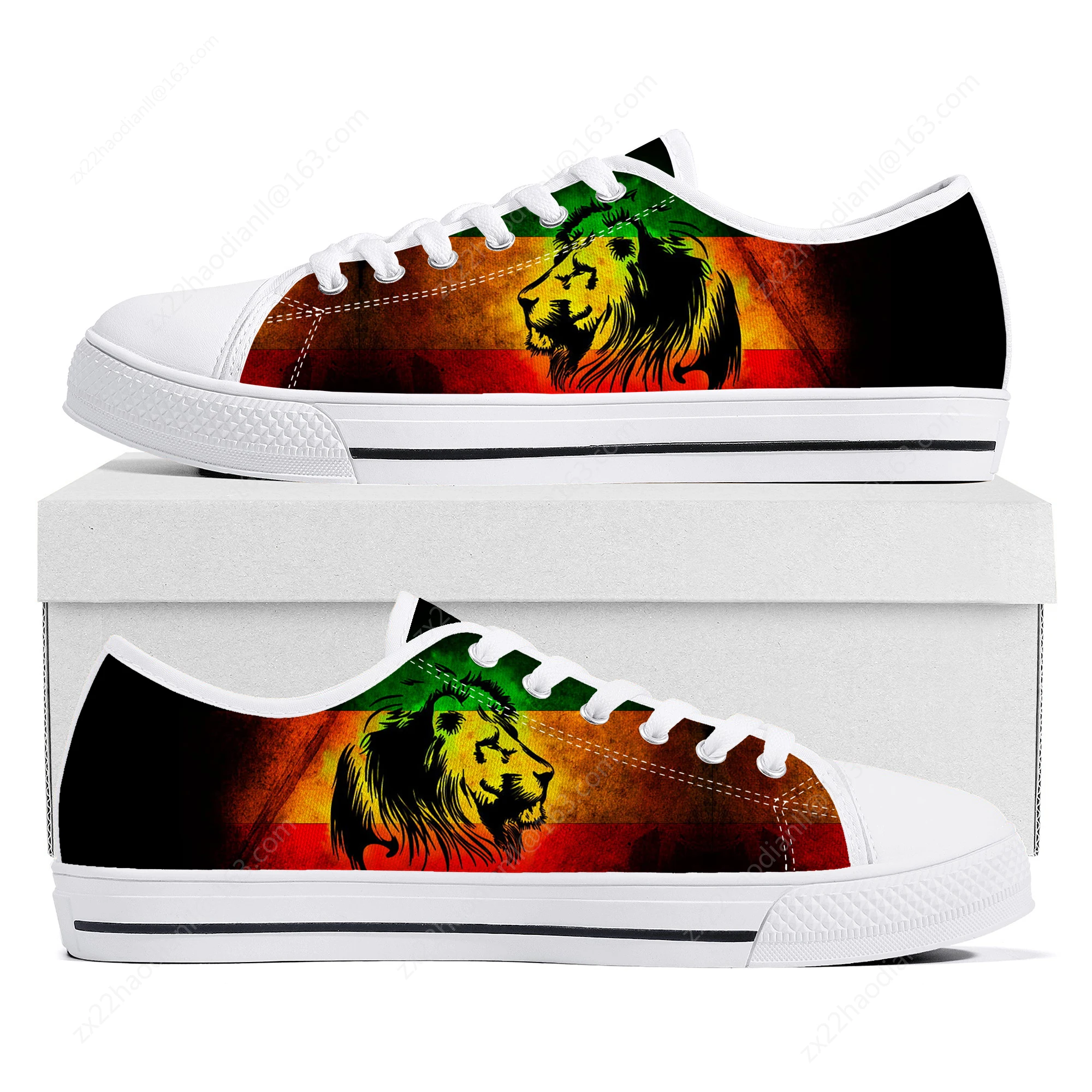 Reggae Rastafarian Rasta Rastafari Lion Of Judah Low Top Sneakers Mens Womens Teenager Canvas Sneaker Casual Shoes Custom Shoe
