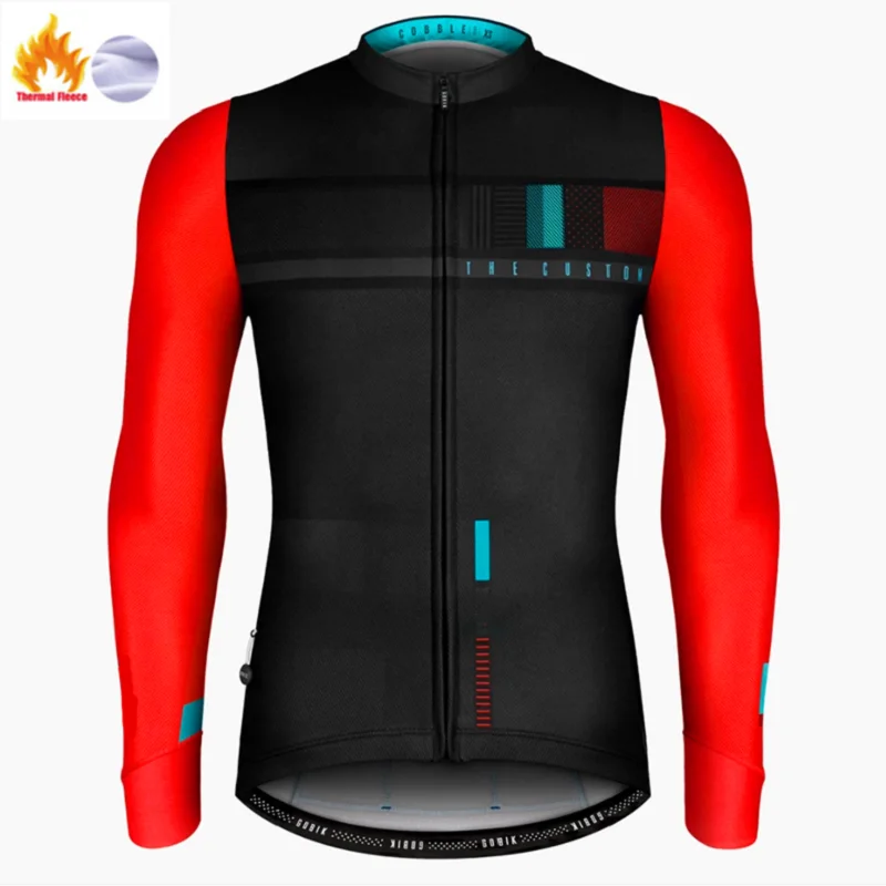 Cycling Jersey Cycling Shirt Cycling Suit Cycling Jersey Set Winter Cycling Jersey Men Black Thermal Fleece Long Sleeve Race Sweatshirt MTB Cycling Clothing