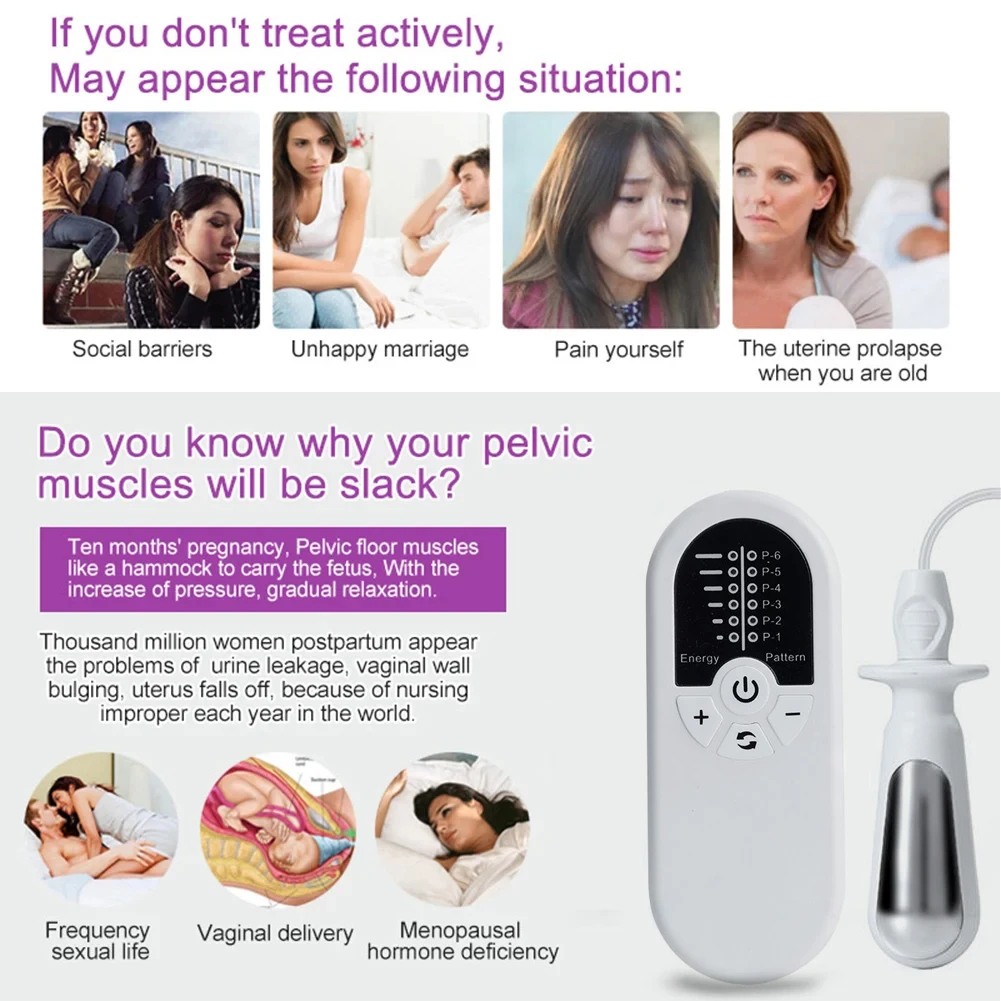 TENS EMS Pelvic Floor Muscle Stimulator Vaginal Trainer Kegel Exerciser Women Improve Incontinence Vagina Tighten