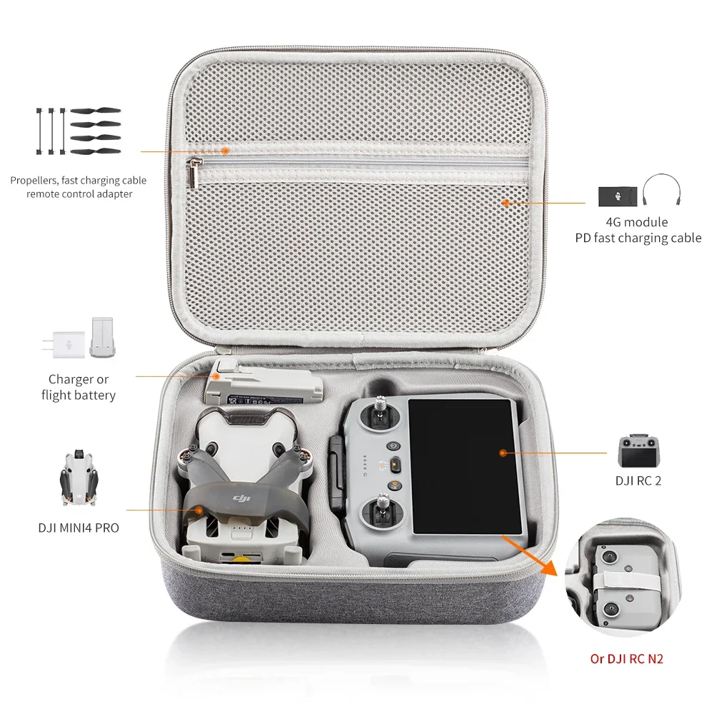 Carrying Case For DJI Mini 4 Pro RC 2/RC N2 Drone