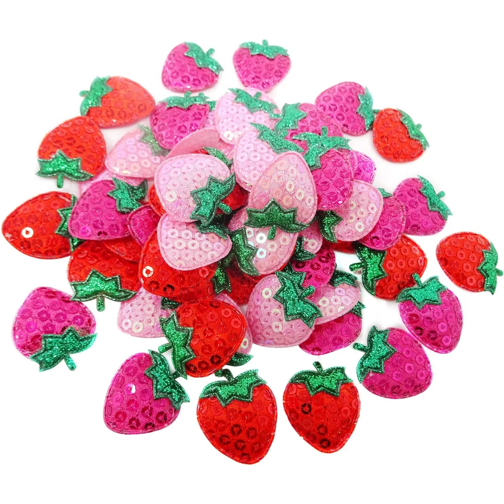 20Pcs Sequins Strawberry Appliques Decorative Patches for DIY Sewing Crafts Repair