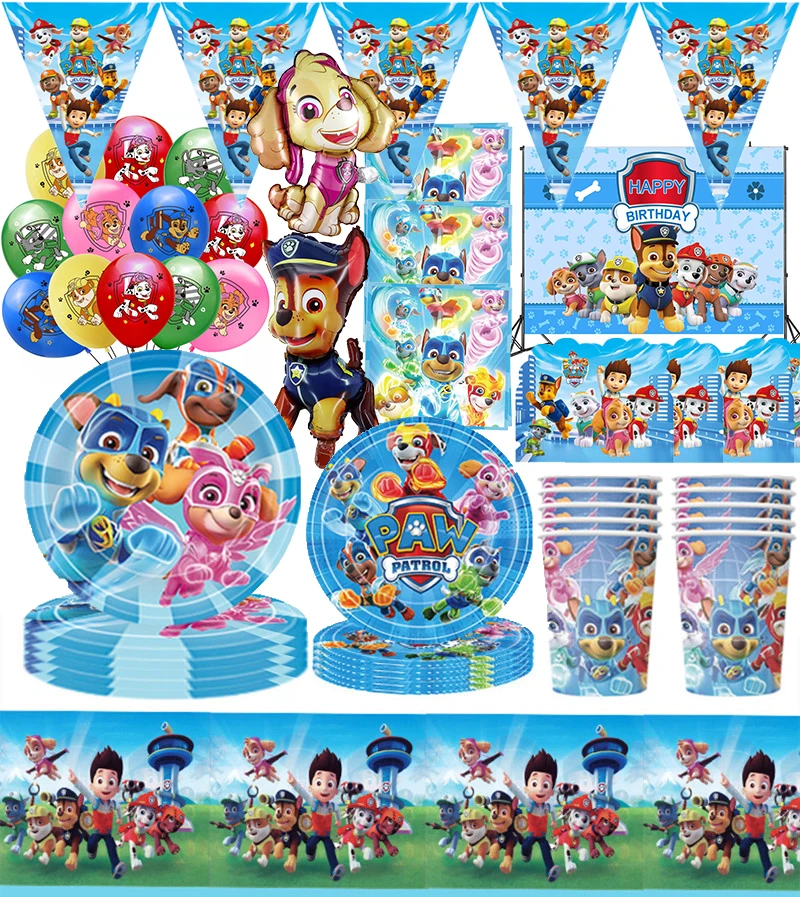 New Paw Dog Patrol Birthday Party Decoration Palloncini In Lattice Forniture Per Feste Paw Patrol Baby Shower Paper Cake Topper