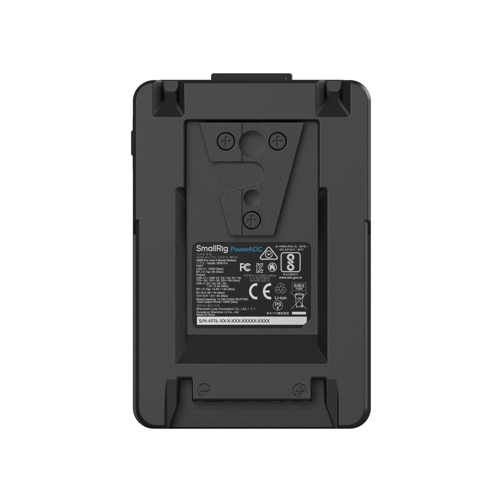 Batteria V-Mount SMALLRIG VB99 99Wh Con Piastra - Alimentazione Per Fotocamere DSLR E Mirrorless