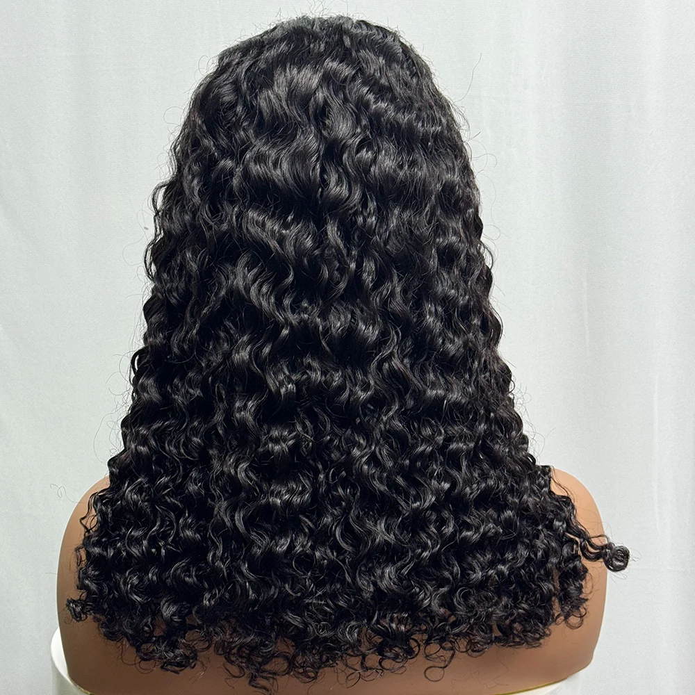 5x5 Lace 300% Density  Water Wave Deep Curly Hair Wig Double Drawn Human Hair Wig Transparent Lace Front Wig for Black Women