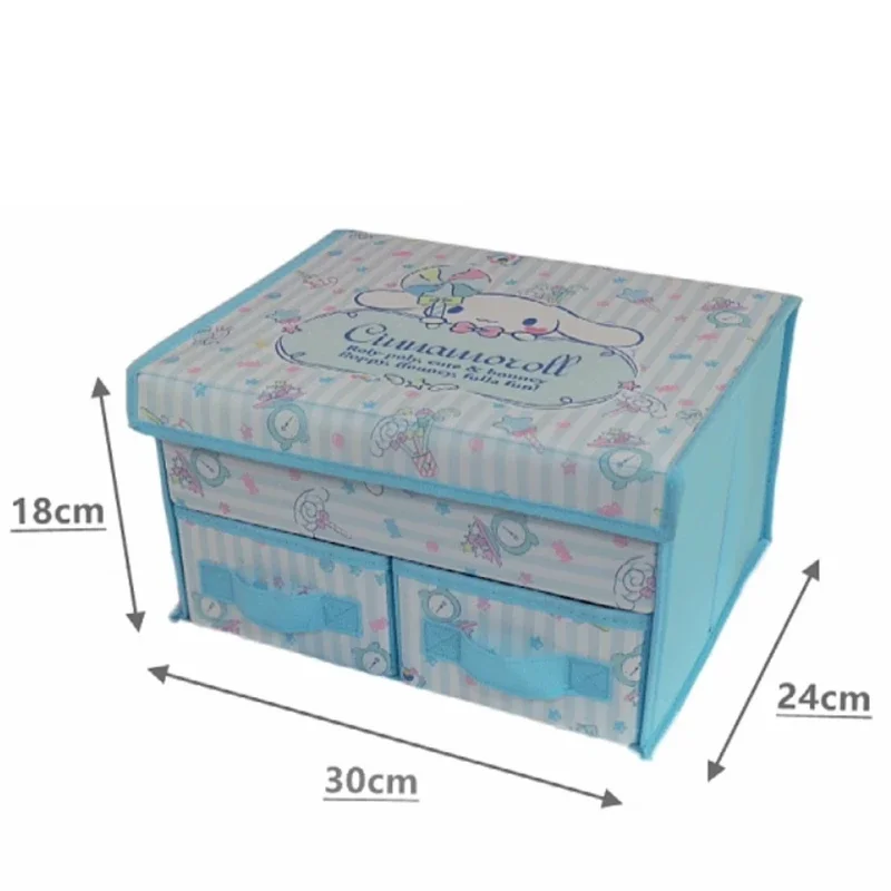 Sanrio Fabric Underwear Organizer Kuromi Cinnamoroll My Melody HelloKitty 2 Layer Drawer Foldable Underwear with Lid Storage Box 5