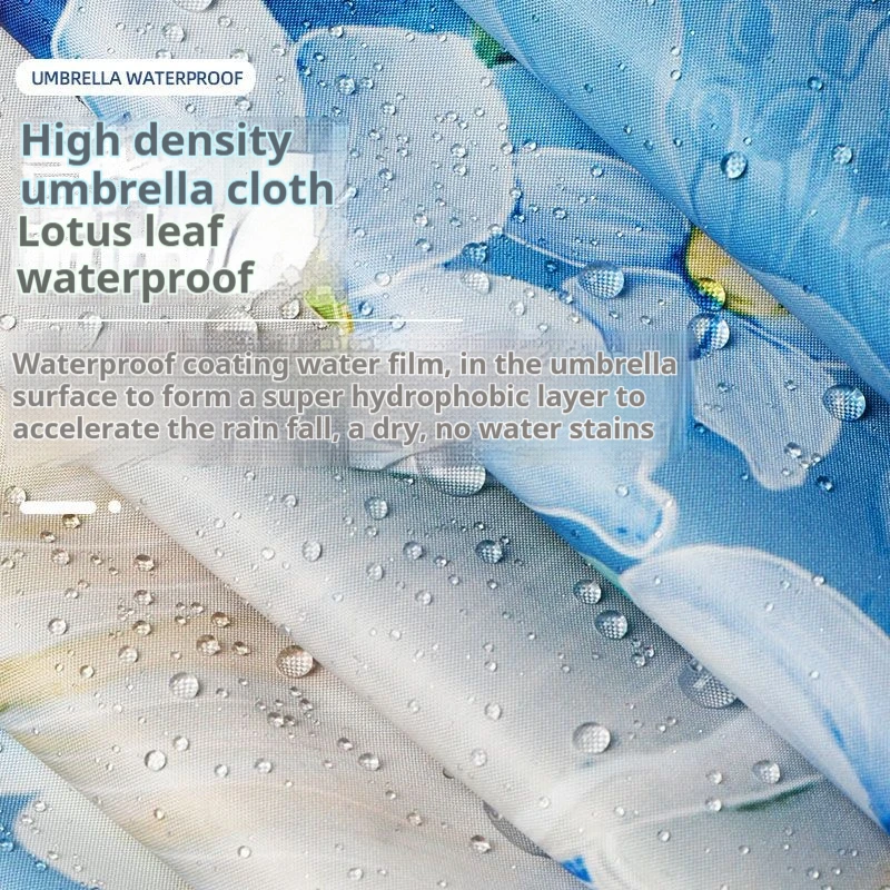 Triple Fold Umbrella Chinese Style Peony Sun Protection Umbrella Anti UV Clear Sun Folding