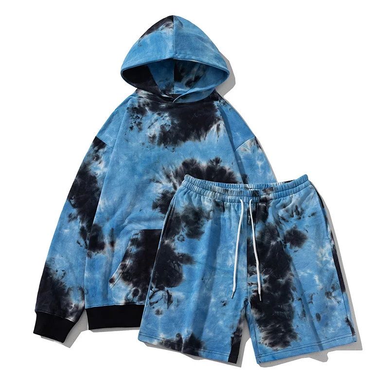 

Oversize Drop Shoulder Tie Dyed Hoodie Set Men Women Solid Color Smooth Plate No Pattern Sweatshirt Spring Autumn Pullover