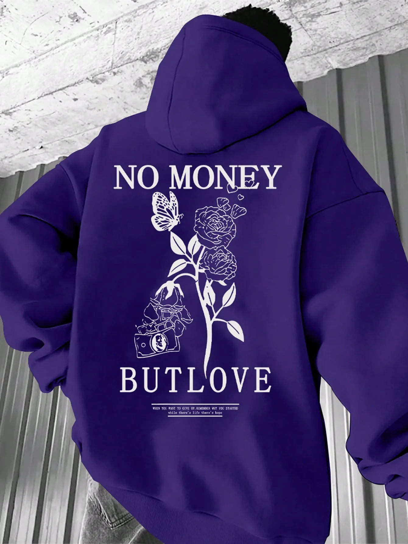 2024 New loose men's floral letter print hooded fleece sweatshirt spring and autumn comfortable and versatile pullover S-3XL 6