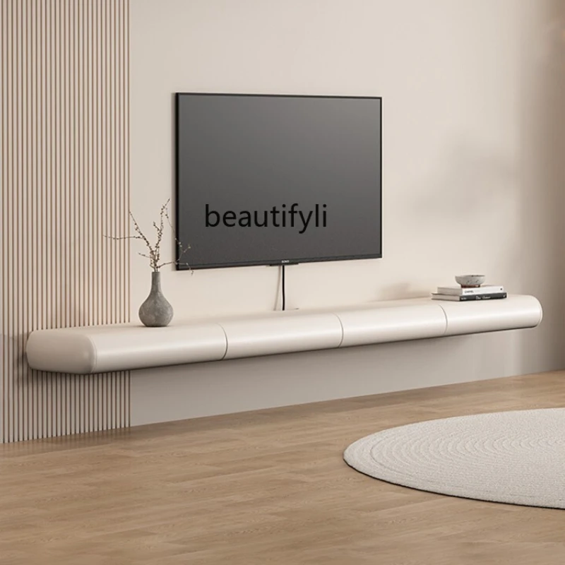 

Wall-Mounted Solid Wood TV Stand Cream Style French Hanging White Hanging