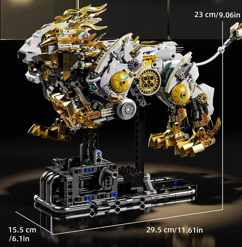 NO.13090 기계식 사자 빌딩 블록 MOC 창의적인 테크니컬 브릭, 움직이는 부품 조립 키트, 어린이 선물용 1073피스