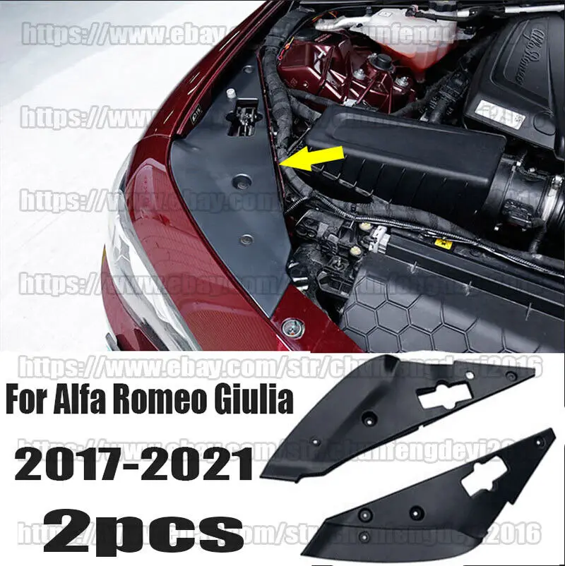 For-Alfa Romeo Giulia 2pcs Engine Side Panel Bay Cover Anti-Dust car accsesories