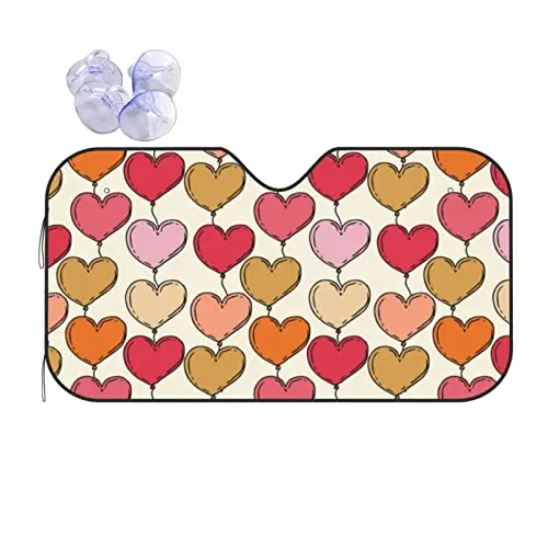 

Hand Drawn Hearts Printed Car Windshield Sunshade Valentines Day Lovers Foldable Car Sun Shade Blocks Uv Heat Proof Protector