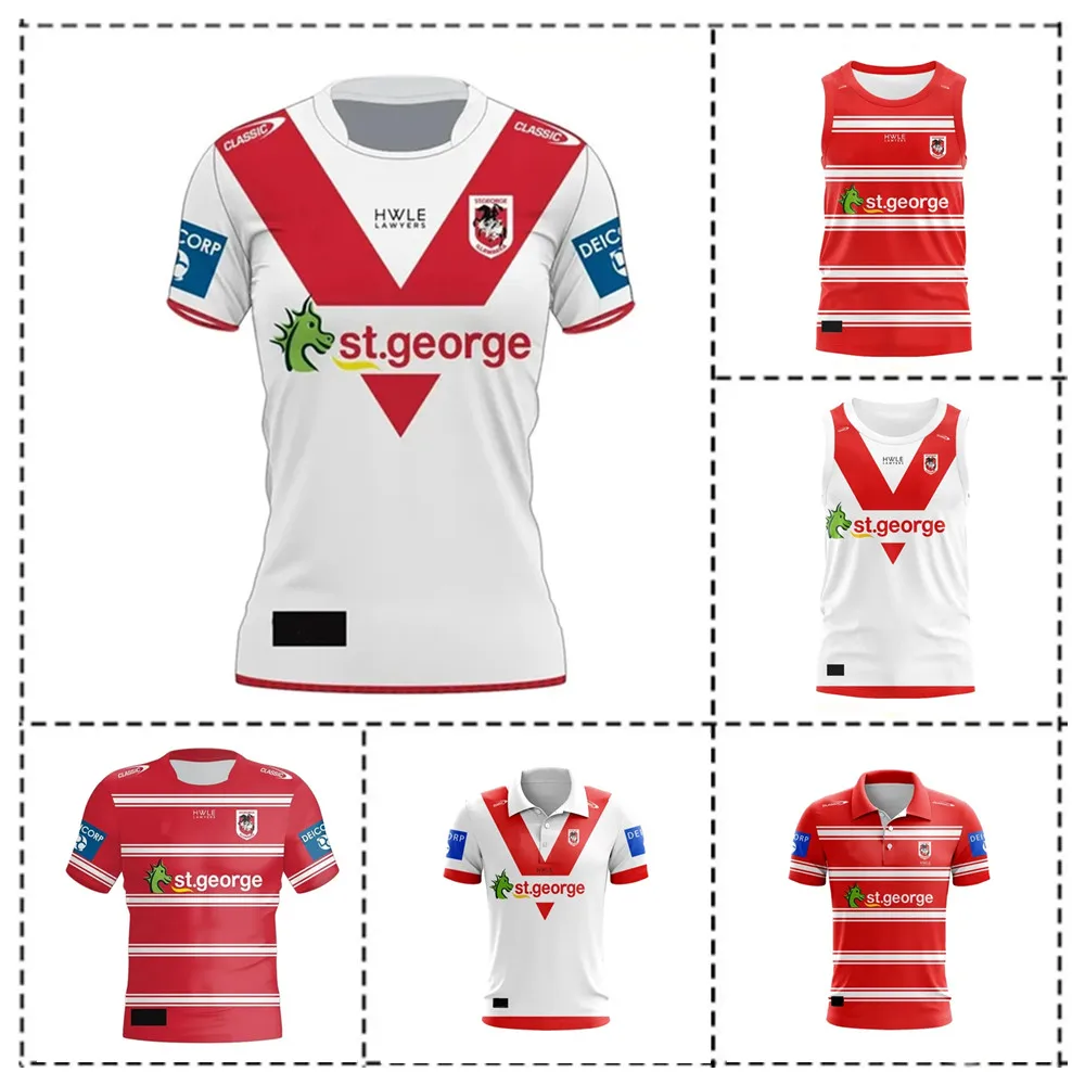 

2024 St George Illawarra Dragons Home / Away / Polo / Singlet Rugby Jersey - Mens Size: S-5XL（Print Custom Name Number）