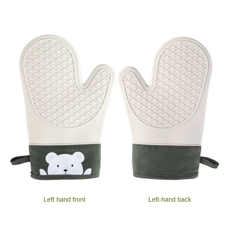 Silicone Oven Mitts Silicone And Cotton Double-layer Gloves for Microwave Oven Kitchen Baking