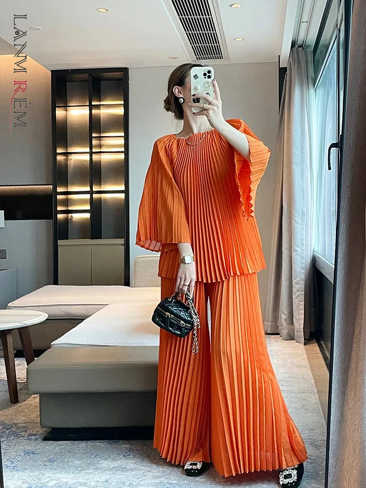 lanmrem-elegant-pleated-set-for-women-loose-flare-sleeves-fold-blouse-with-wide-leg-pants-female-high-end-2-pieces-sets-2da2177