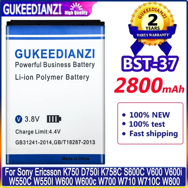 Gukeedianzi Batteria 2800Mah Bst-37 Per Sony Ericsson D750I J100 J110 J120 J220 J230 K200 K220 K608 K610 W800 W810 W550C