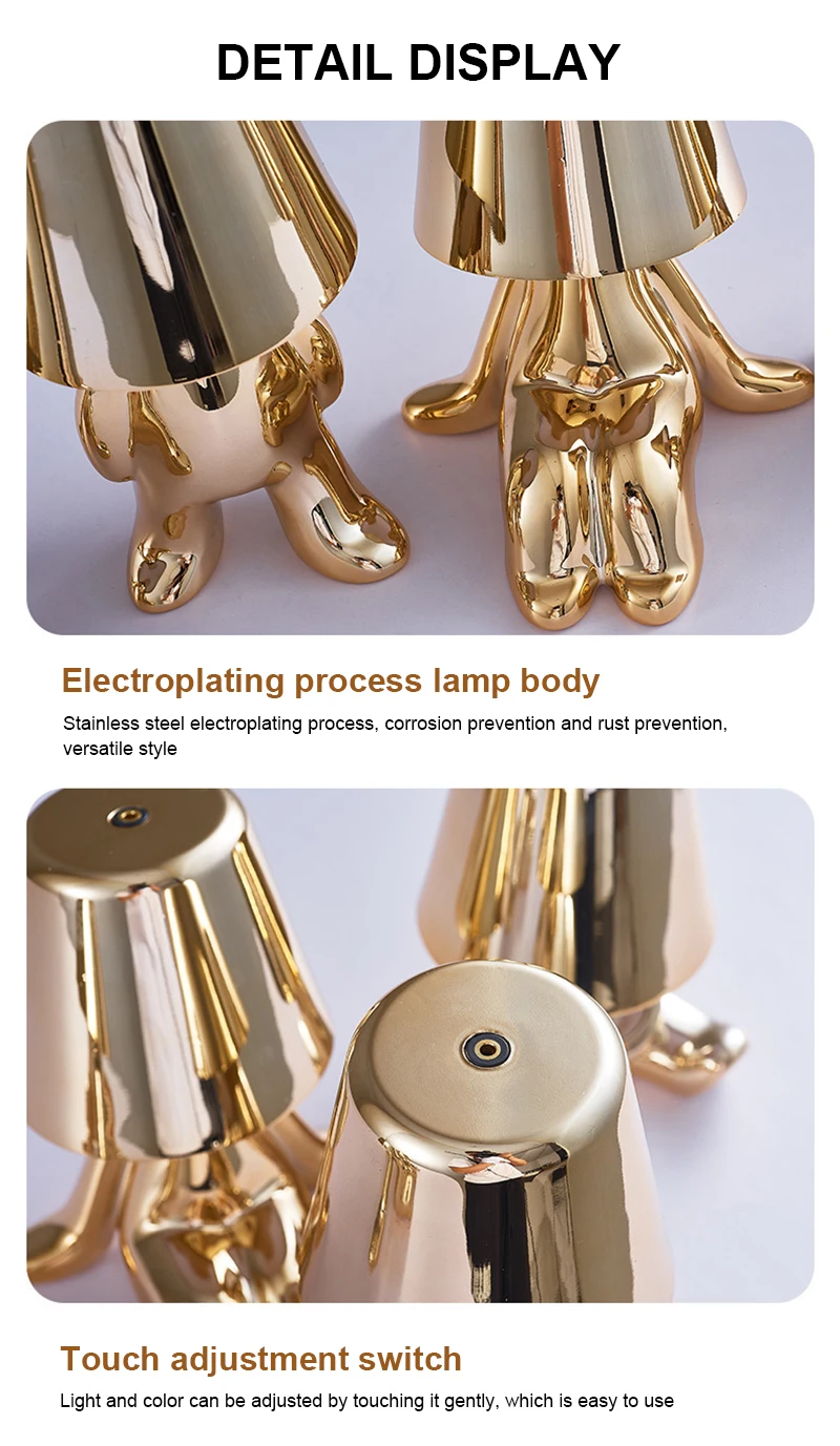 Italy Little Golden Man Night Light Thinkers Lamp Art Decor Lamp