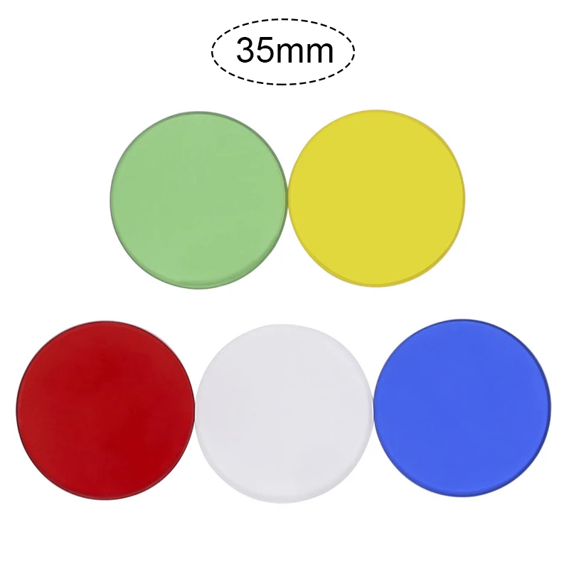 5-Piece Optical Glass Microscope Filter Set - Green, Blue, Yellow, White, Red