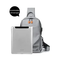 New Men's And Children's Chest Bag Waterproof Trend Simple Usb Charging Solid Color Multifunctional Messenger Bag Shoulder Bag 4