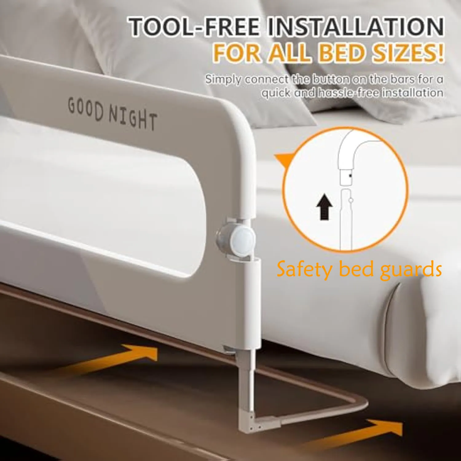 Baby Bed Guardrail Fall-proof Bedside Travel Anti-fall Fence Foldable Bed Enclosure For Safely Fence 1-side (47.2 inch) 120cm