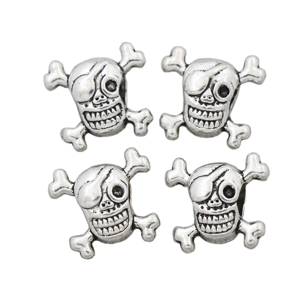 

Pirate Eyed Skull Metal Big Hole Beads 14.5x12mm 75PCS Zinc Alloy Fit European Charm Bracelet L1266