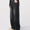 American street style autumn straight leg loose wide leg washed denim jeans for men and women trendy retro simple casual pants 1