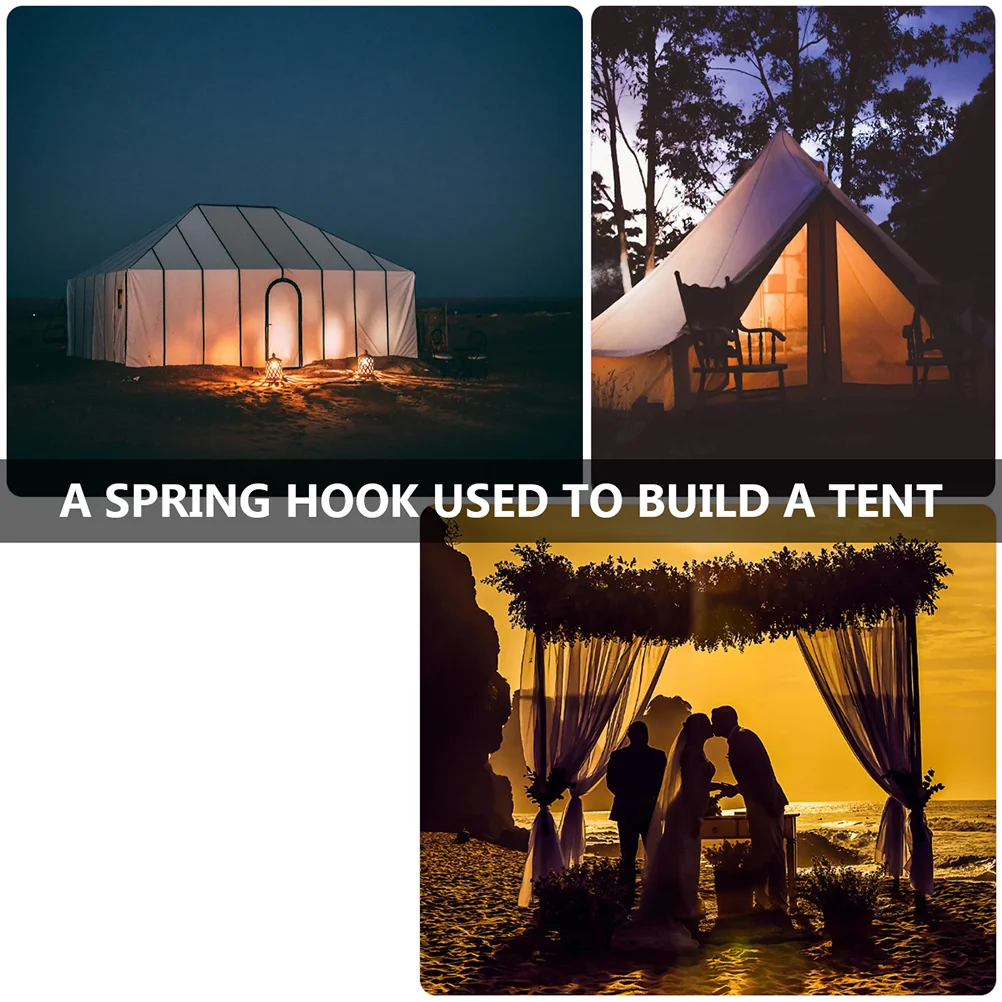 

4 Pcs Camping Tent Snap Hook Wind Rope Buckles High Strength Supplies Stainless Steel Accessories