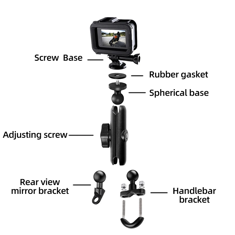 Motorcycle Handlebar Mount Bicycle Holder For GoPro Hero 13 12 11 10 9 8 SJCAM Insta360 AKASO DJI Osmo Action Camera Accessories