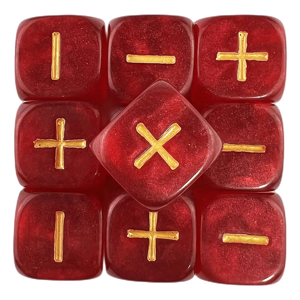 Fate Dice "+,-" 10PCS 16mm Mable Effect with Gold Ink for Fate & Fudge Game Accessories game dice dice set acrylic dice
