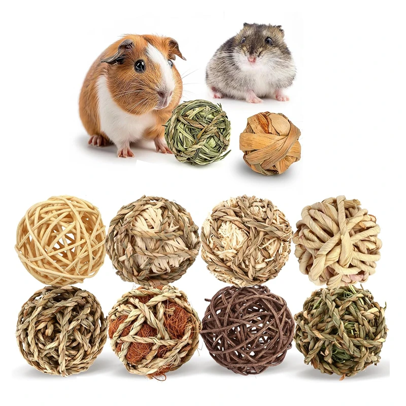 Bunny Chew Grass Balls Rolling Chew Toys for Small Animals Natural Chew Grass Toys and Bunny Treats for Rabbits Guinea Pigs 1