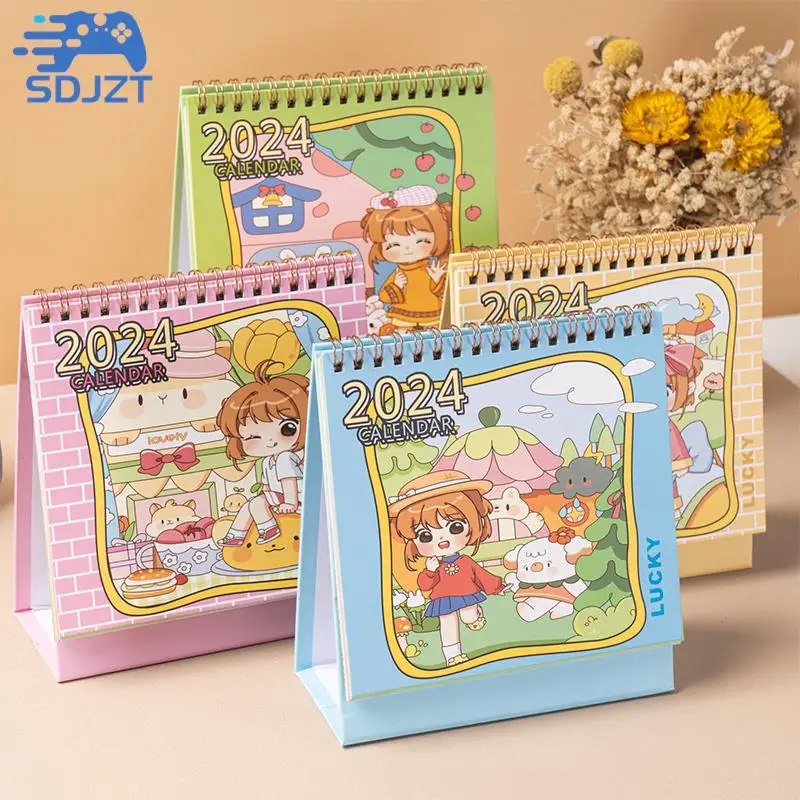 

Cartoon Creative Desk Calendar Desktop Cute Girl Almanac Countdown Pendulum Piece Notepad Desktop Decoration Notes 2024 Calendar