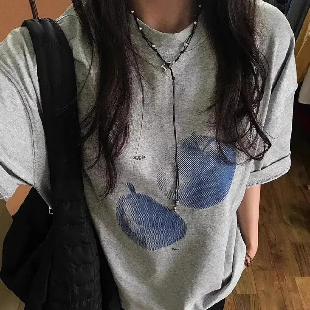 เสื้อผ้าแฟชั่นผู้หญิง ลายผลไม้สีฟ้า ฤดูร้อน