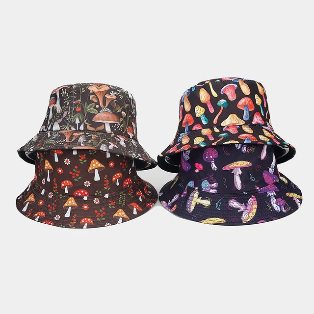 2023 New Fashion double-sided Mushroom Bucket hat Outdoor Travel