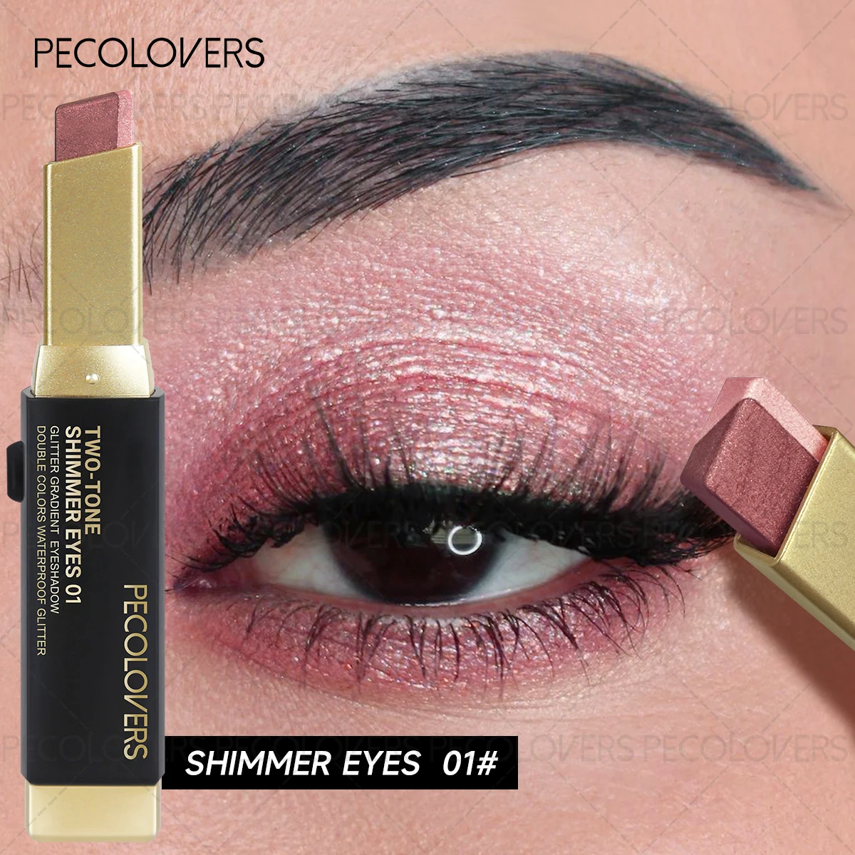 Dual-Tone Glitter Eyeshadow Stick - High Pigmentation, Six Color Choices, Gradient Effect, Effortless Application, Portable & Lightweight Design