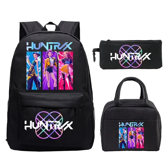 Kpop Student Backpack Large Capacity Casual Dual Shoulder Bag Oxford Cloth Breathable Cartoon Print School Bag Set for Kids
