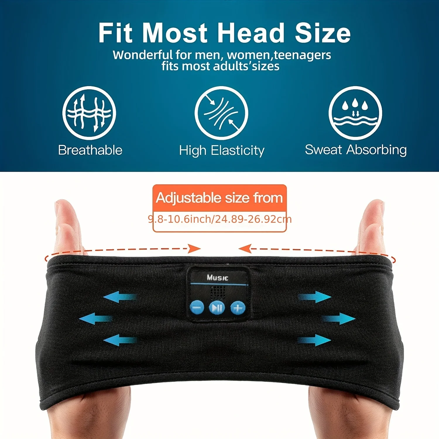 1pc Soft Ear Mask Headband Travel Essential Ultra-Thin Headband For Sleeping, Workout, Jogging, Yoga Meditation, Air Travel 4