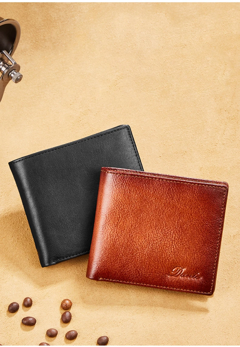 Dante 2023 Men's Leather Wallets RFID Anti-theft Brush Short Clips 100% Head Layer Cowhide Retro Casual Vertical Purse Money Bag