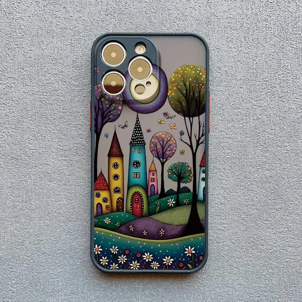 Hand Painted Forest House Phone Case For iphone 15 14 Pro Max Plus 11 13 12 Pro Max Mini X XR XS 7 8 Plus Shockproof Back Cover