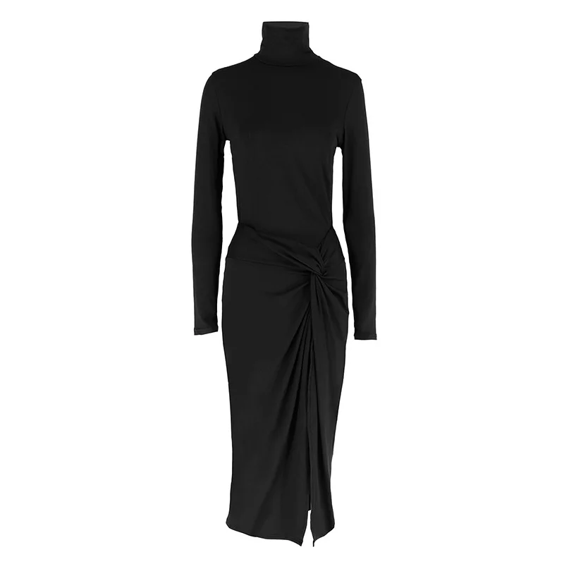 Sexy Dresses Women y2k Clothing Solid Color Turtleneck Long Sleeve High Slit Bodycon Dresses Cocktail Party Dresses 4 Sexy Dresses Women y2k Clothing Solid Color Turtleneck Long Sleeve High Slit Bodycon Dresses Cocktail Party Dresses