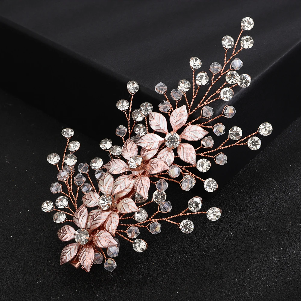 Silver Color Flower Bridal Hair Clips Handmade Party Wedding Head Jewelry Accessories Trendy Bride Headpiece for Women Tiaras
