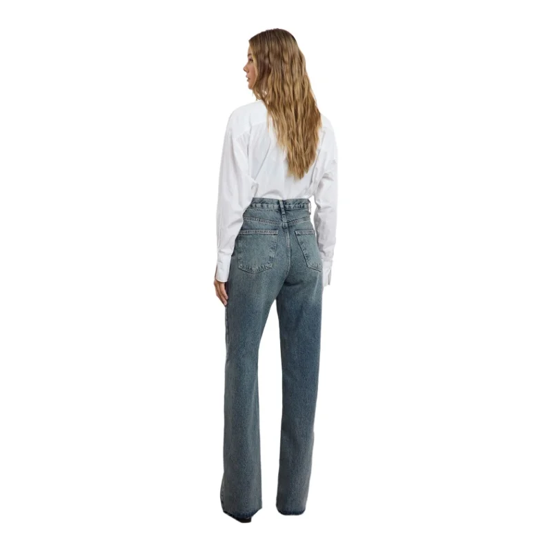 Trendyol TYZA Women's 100% Cotton Denim High Waist Jeans New Spring Autumn Wide Leg,Slim Fit Pants Casual Trousers 6