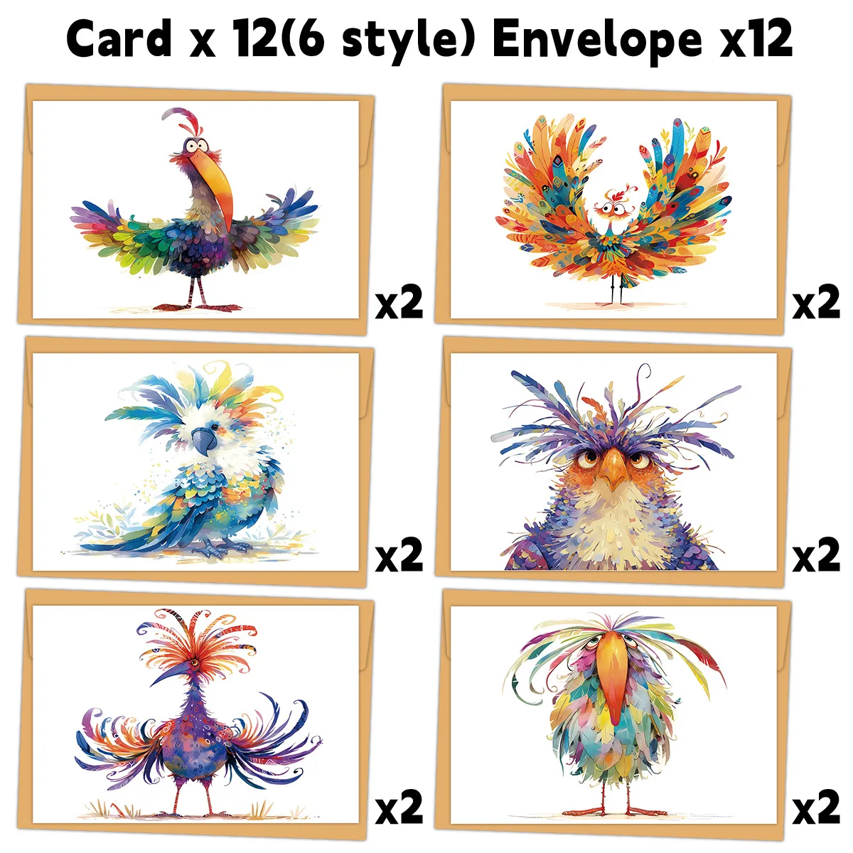 Charming Cat-Themed Greeting Card Set - Pack of 6 Cards with Envelopes