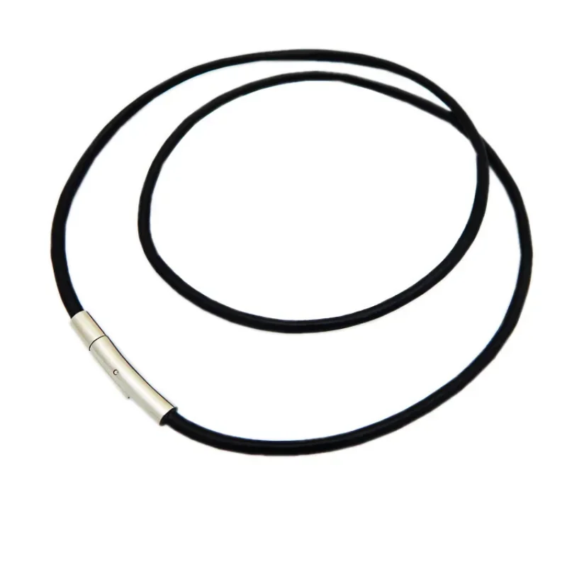 2MM/3MM/4MM/5MM Black Color Leather Chokers Necklaces For Women Men Rope Chain Stainless Steel Magnetic Clasp Jewelry 2
