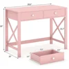 Home Office Desk with Drawers, Writing Computer Desk for Bedroom, Small Pink Makeup Vanity Table, Study Table for Home Office 5