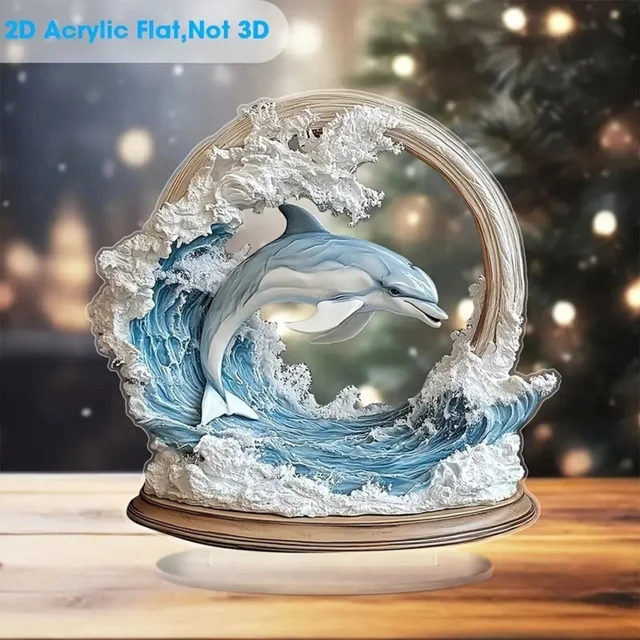8in Dolphins at Play 2D Ornamental Collection (8 x 8in - 8 styles) - Image 2