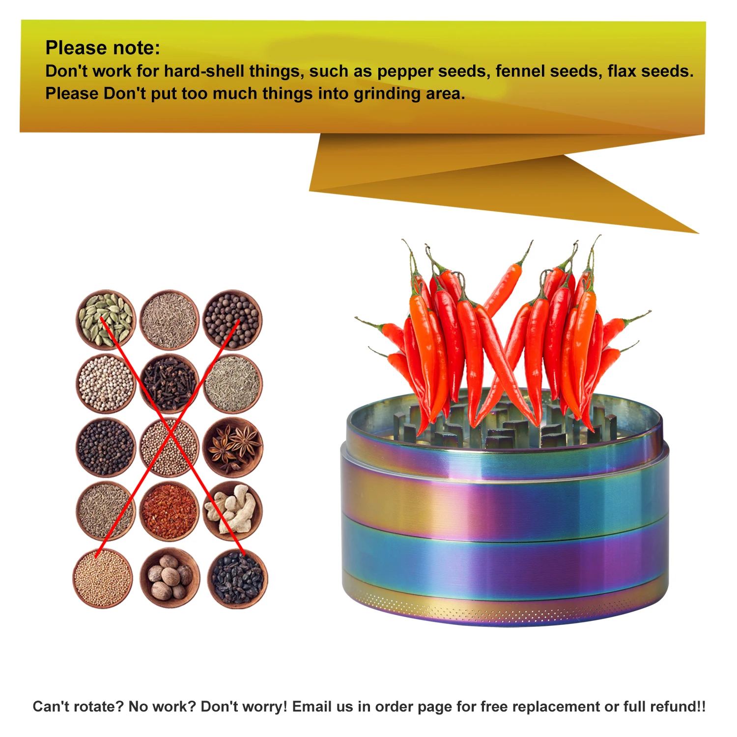 4 Layer Kitchen Spice Herb Grinder Portable Rainbow Aluminum Alloy Grinder With Storage Bag 3.0 Inch Colorful