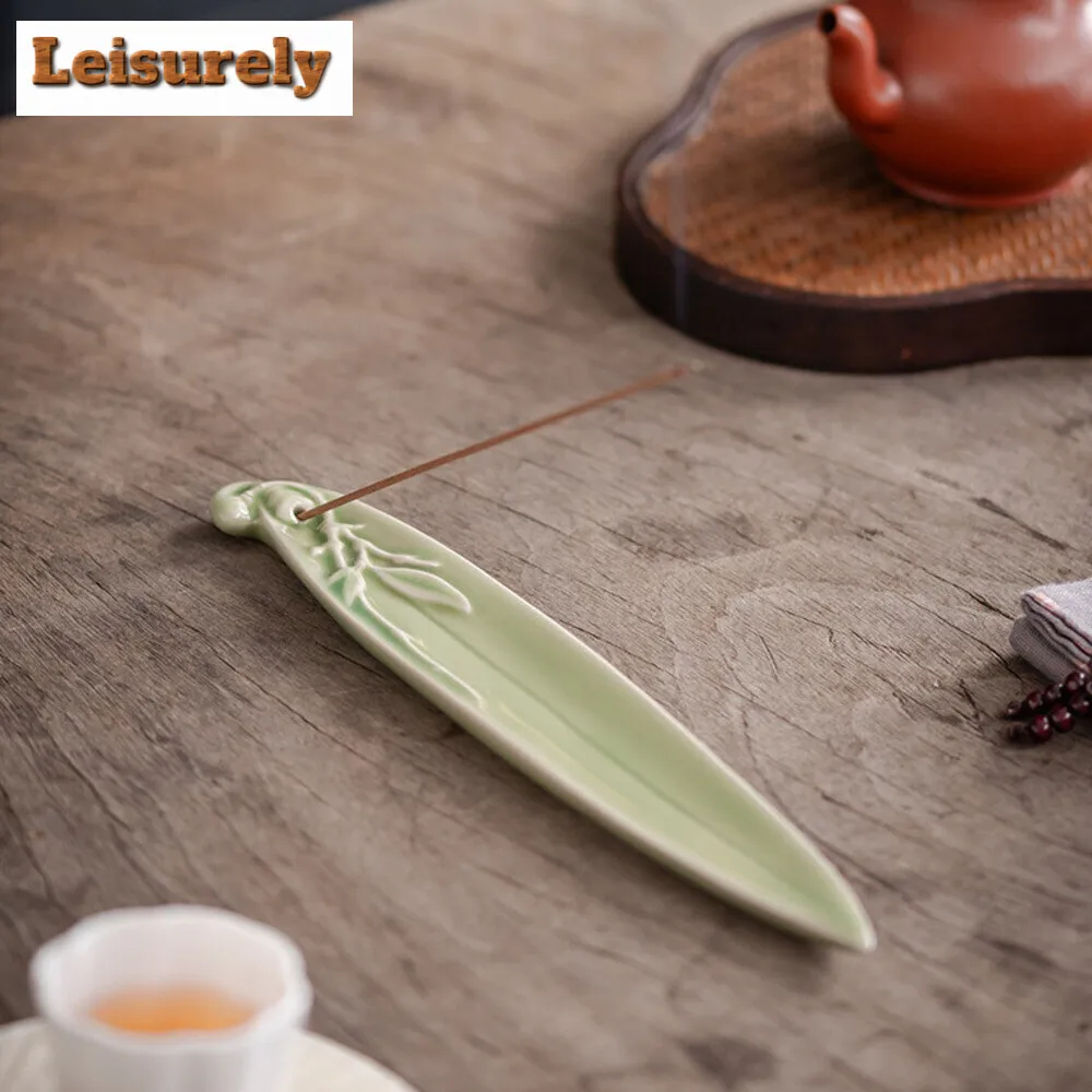 Chinese Style Bamboo Leaf Thread Incense Insert Base Indoor Incense Burner Furnace Aroma Smoke Censer Holder Zen Tea Room Crafts