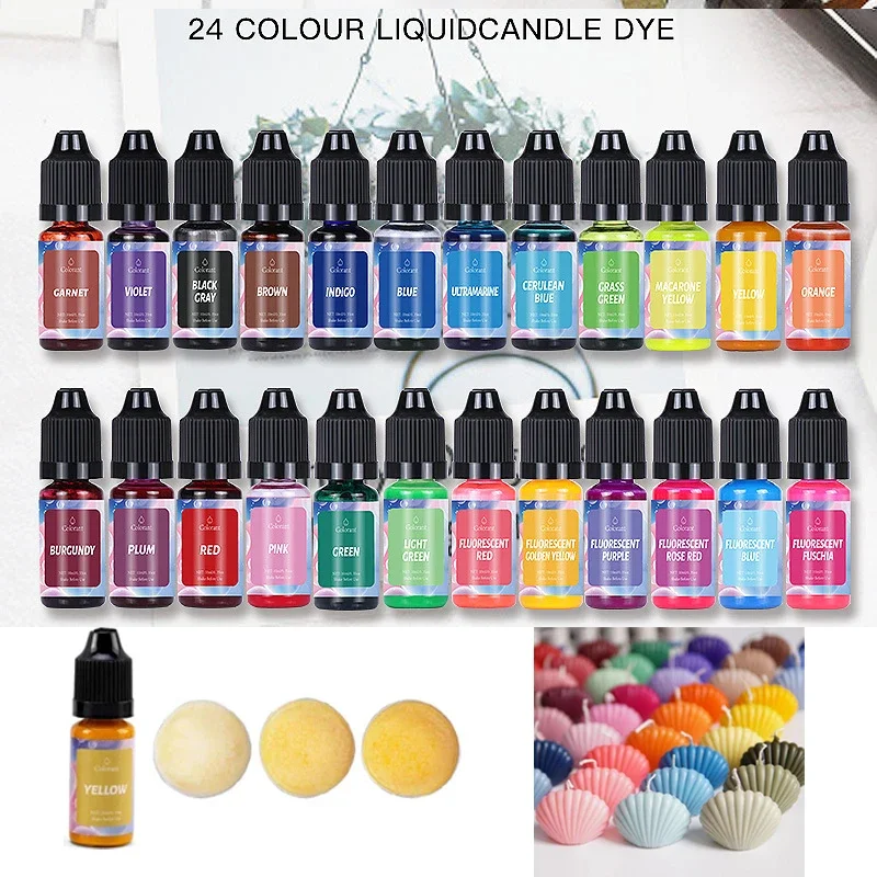 24color Candle Dyes Resin Pigments Candle Soap Dye DIY Soy Wax Beeswax Aromath Soap UV Epoxy Resin Mold Liquid Colorant Craft