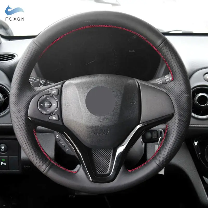 

Braids on Steering Wheel For Honda Fit City Jazz 2014 2015 HRV HR-V 2016 Vezel 2015-2017 XRV Car Steering Wheel Leather Cover